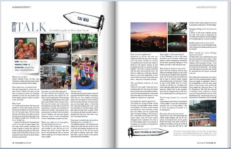 Living in Tai Wai, HK Greeters are featured in Expat Living magazine.
