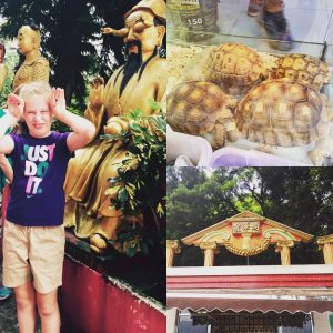 girl enjoying private hong kong walking tour to ten thousand Buddhas monastery family friendly.