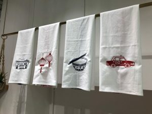 Hong Kong teatowels at Loveramics in old Hong Kong Police station Tai Kwun