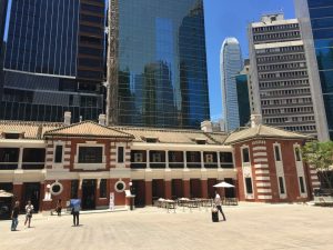 Tai Kwun Courtyard an old Hong Kong Police station converted to shops and restaurant area.