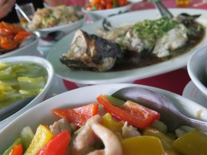Seafood meal on Lamma Island.