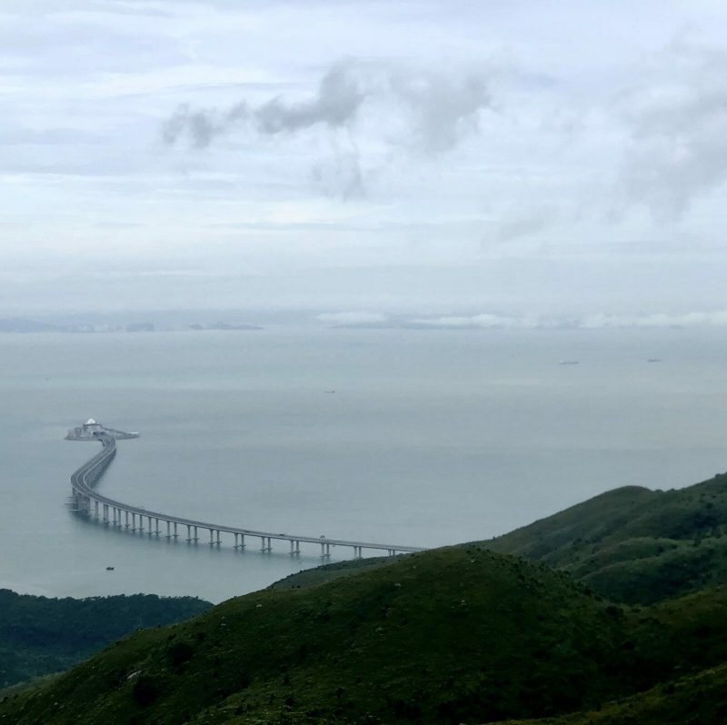 Hong Kong Macau Zhuhai bridge from Ngong Ping cable car