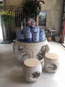 Sum Ngai Brass ware blue and white ceramic jars Hong Kong 