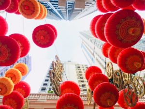 red lanterns hanging above street