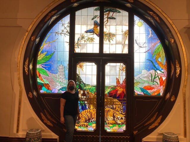 Stained glass window tiger balm garden haw par mansion hong kong